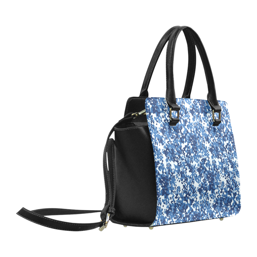 Digital Blue Camouflage Classic Shoulder Handbag (Model 1653)