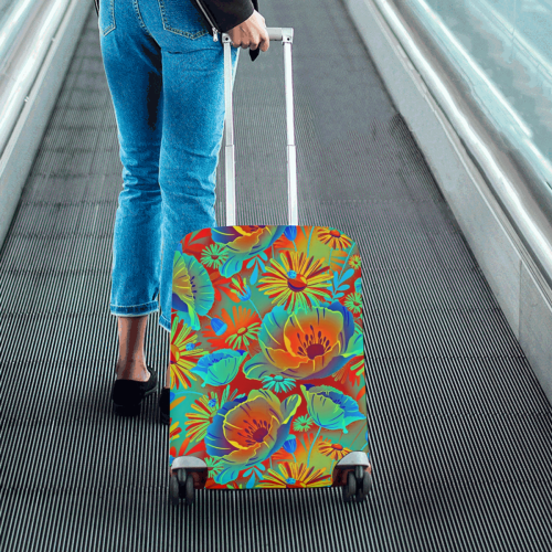 bright tropical floral Luggage Cover/Small 18"-21"