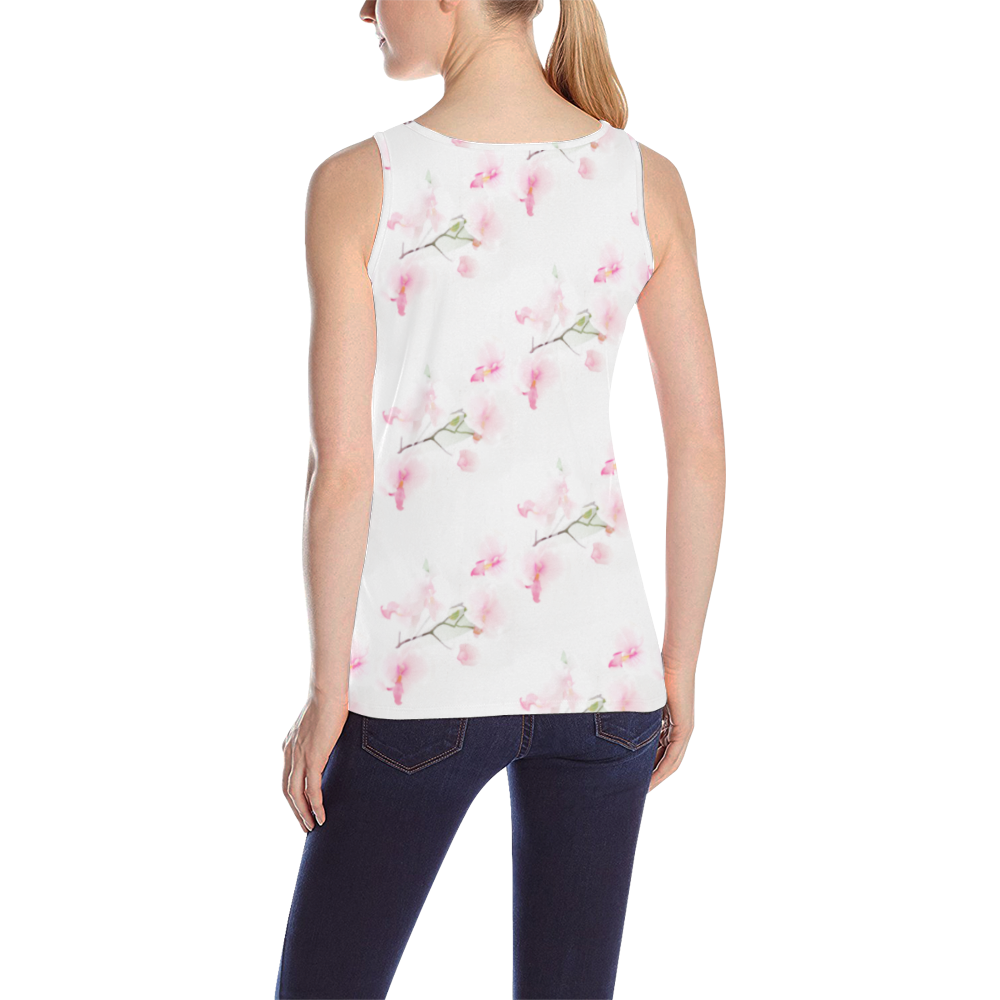 Pattern Orchidées All Over Print Tank Top for Women (Model T43)