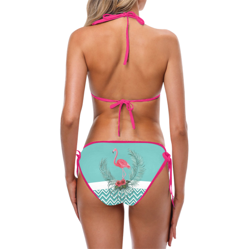 Retro Flamingo Chevron Custom Bikini Swimsuit (Model S01)