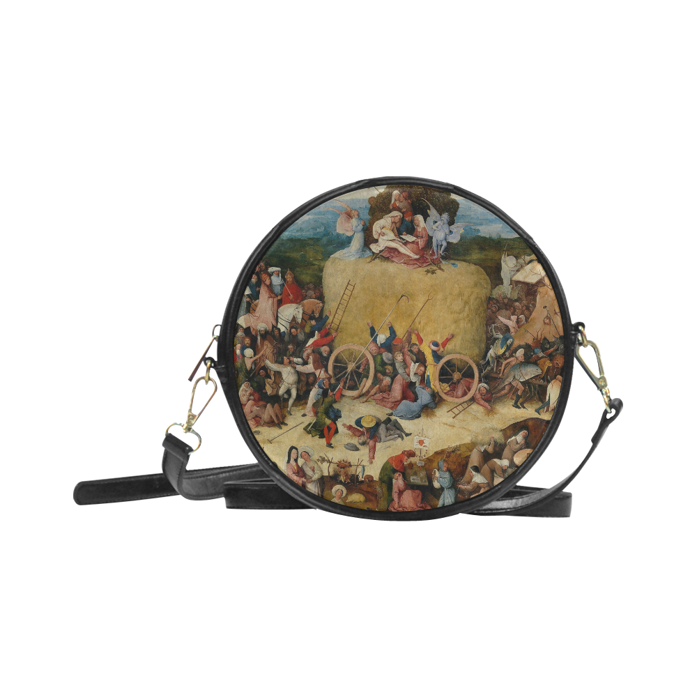 Hieronymus Bosch-The Haywain Triptych 2 Round Sling Bag (Model 1647)