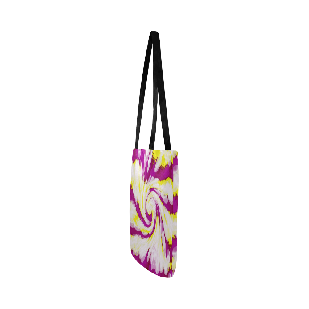 Pink Yellow Tie Dye Swirl Abstract Reusable Shopping Bag Model 1660 (Two sides)