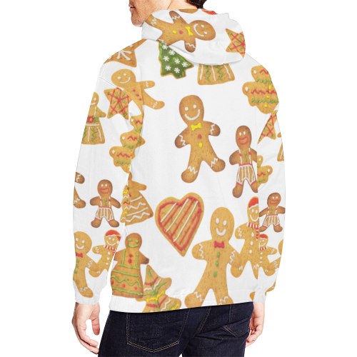 Funny Gingerbread Cookie Ugly Christmas Sweater All Over Print Hoodie for Men (USA Size) (Model H13)