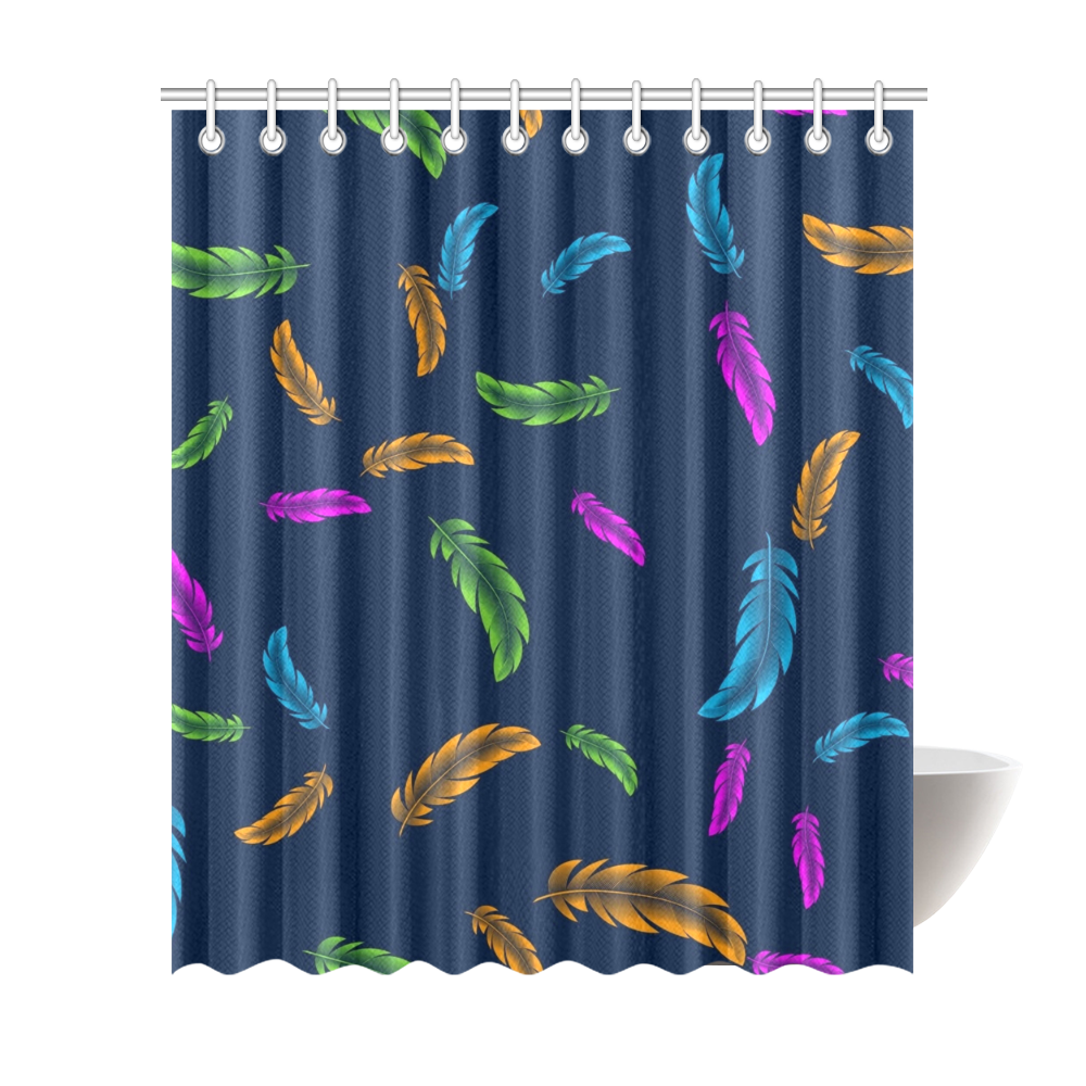 Neon Feathers Shower Curtain 72"x84"