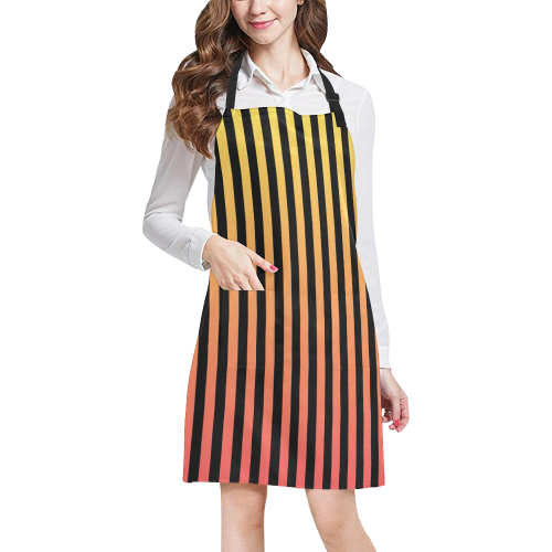 Peach Ombre on Black All Over Print Apron