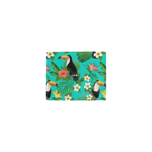 Tropical Summer Toucan Pattern Mini Bifold Wallet (Model 1674)