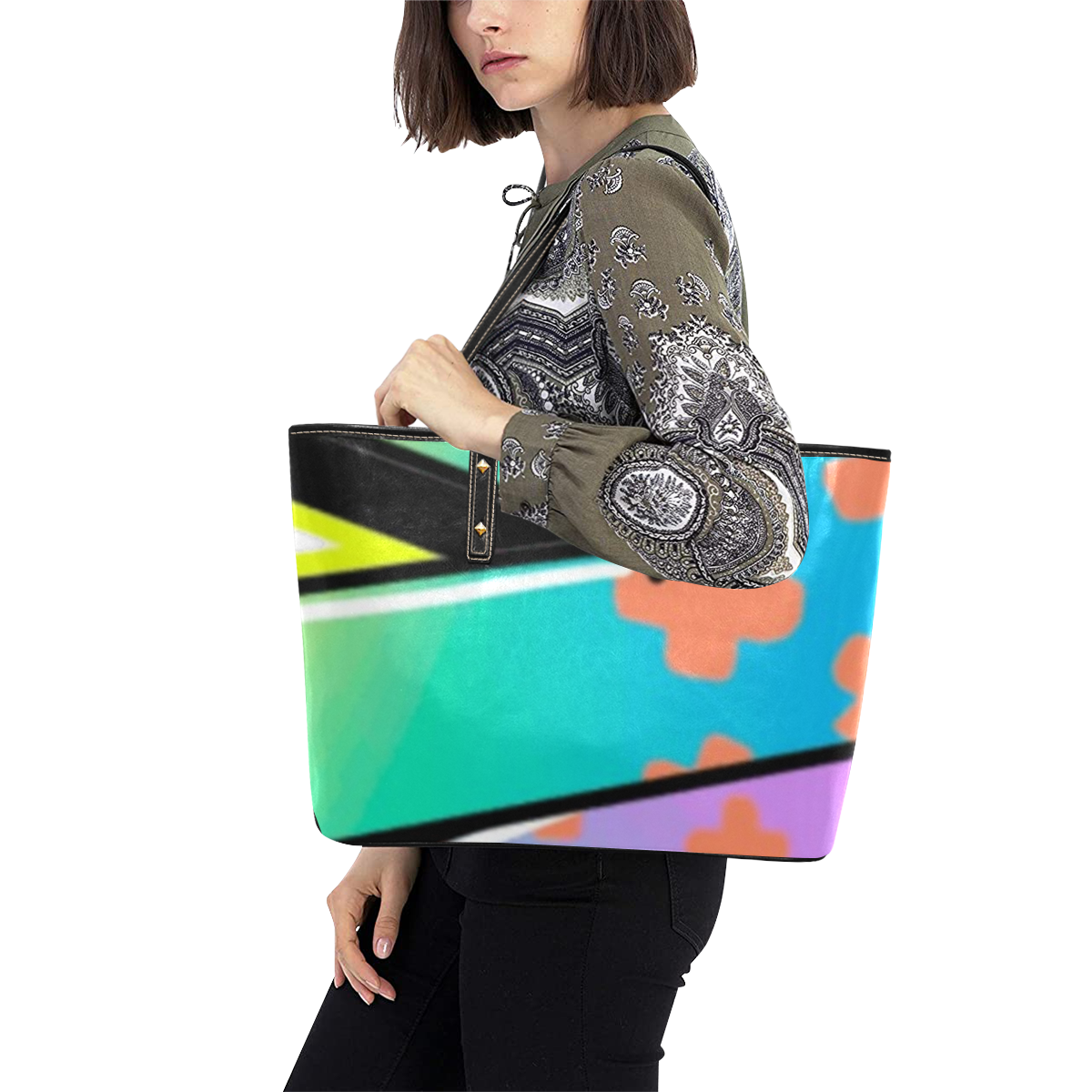 Pop Art Effect Chic Leather Tote Bag (Model 1709)