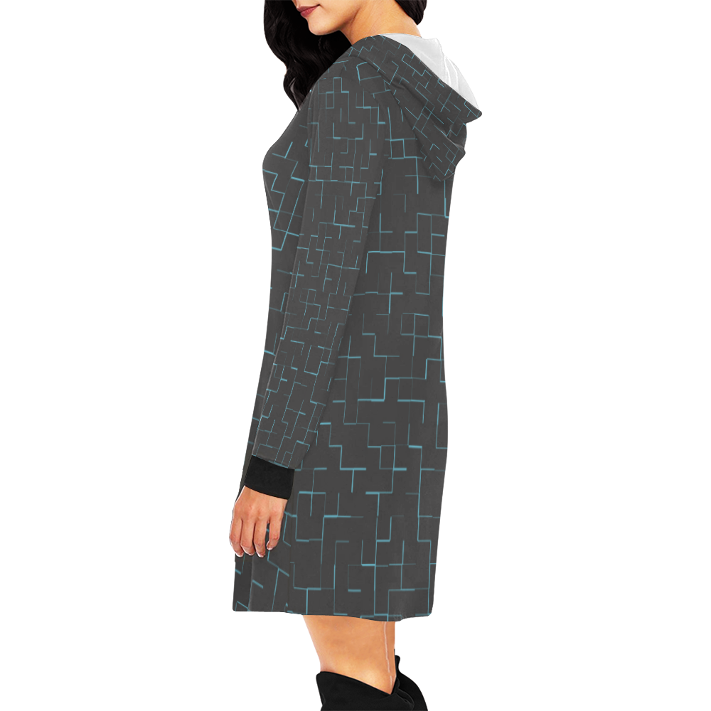 geometric hoodie All Over Print Hoodie Mini Dress (Model H27)