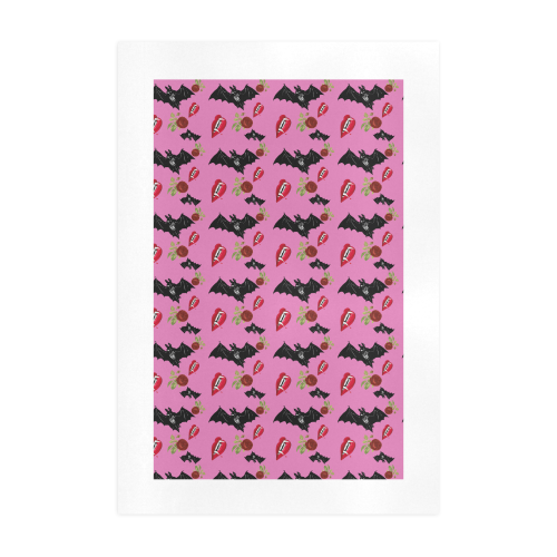 bat rose lips pink pattern Art Print 19‘’x28‘’