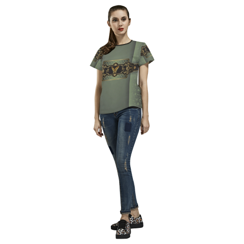 Golden Eagle All Over Print T-shirt for Women/Large Size (USA Size) (Model T40)