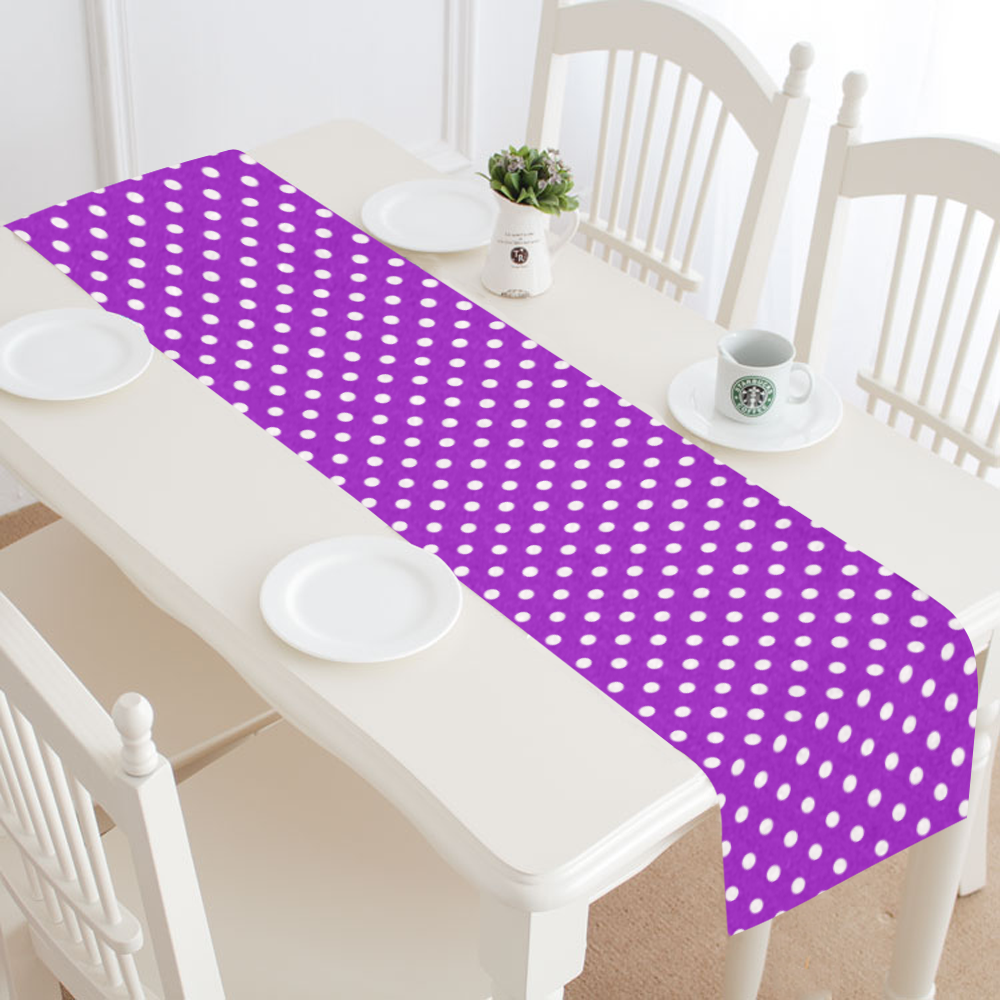 Lavander polka dots Table Runner 16x72 inch