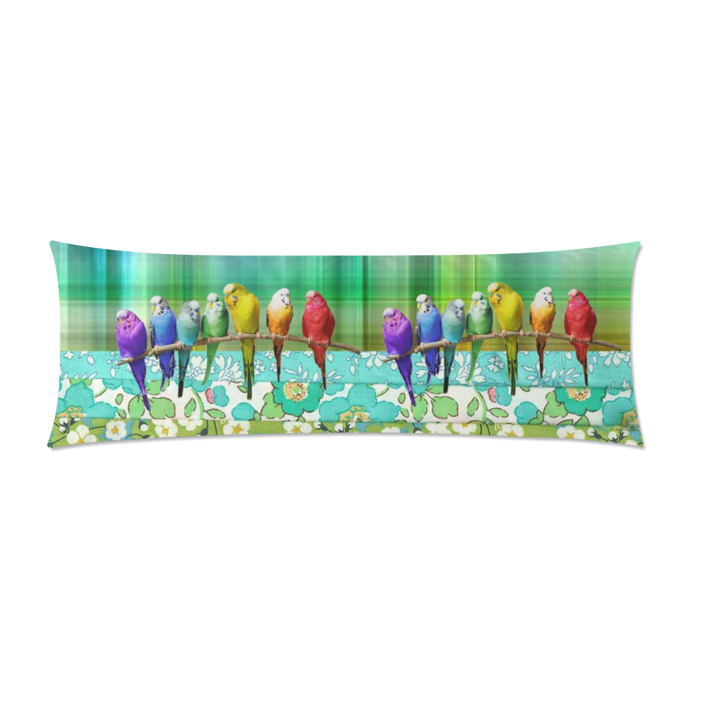 Liberty Rainbow Budgies 2 Custom Zippered Pillow Case 21"x60"(Two Sides)
