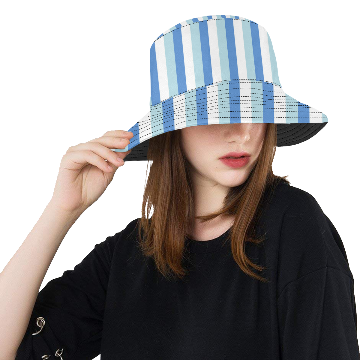 Blue Stripes All Over Print Bucket Hat