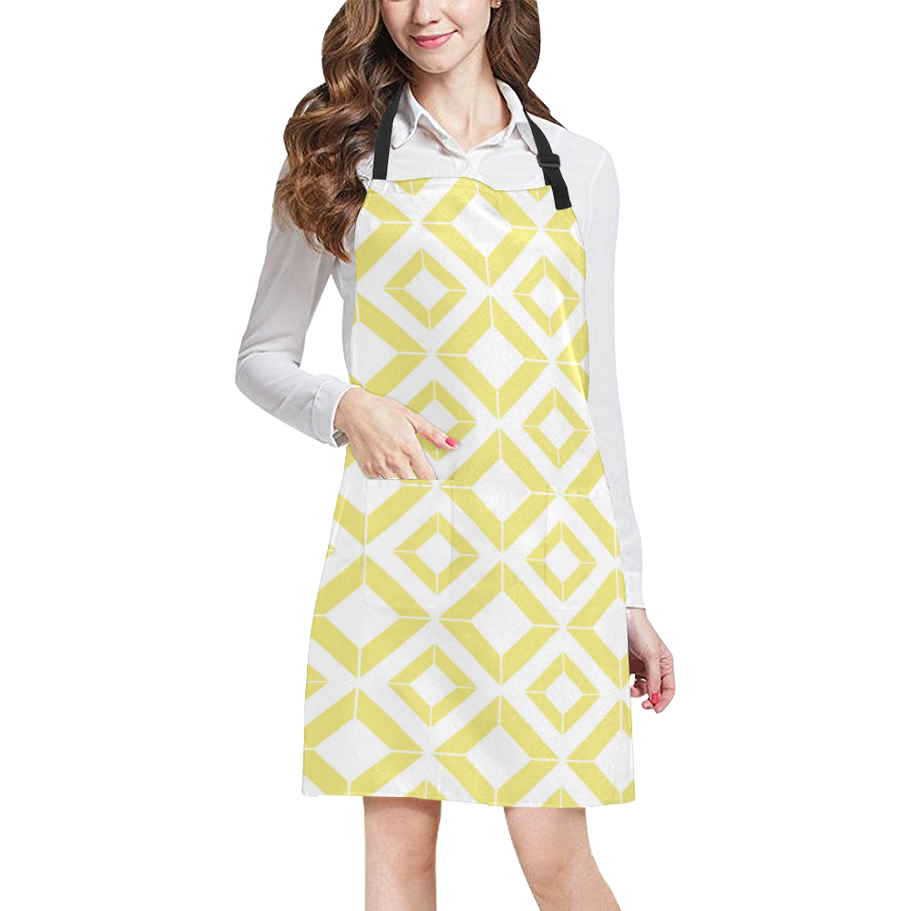 Abstract geometric pattern - gold and white. All Over Print Apron