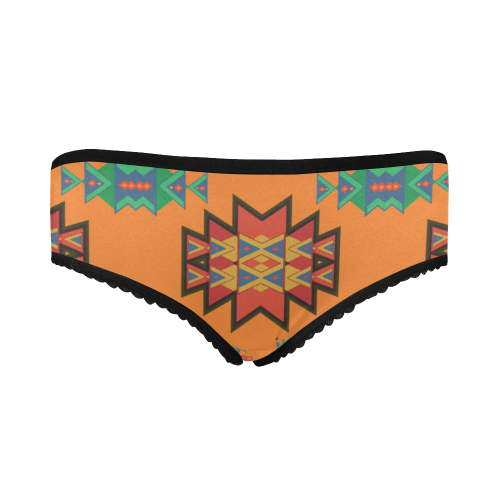Misc shapes on an orange background Women's All Over Print Classic Briefs (Model L13)