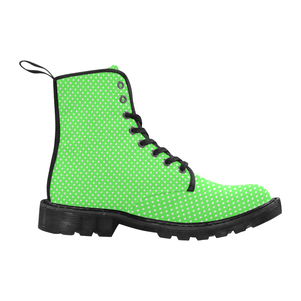 Eucalyptus green polka dots Martin Boots for Women (Black) (Model 1203H)