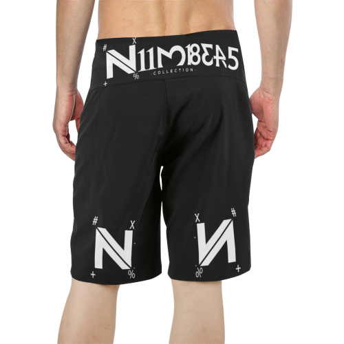 NUMBERS Collection N Black/White Men's All Over Print Board Shorts (Model L16)