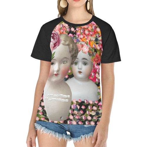 Two Flower Dolls Women's Raglan T-Shirt/Front Printing (Model T62)