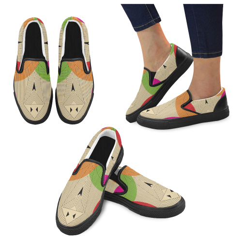 Aztec Ancient Tribal Women's Slip-on Canvas Shoes (Model 019)
