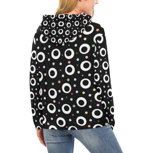 POINTS WHITE ON BLACK All Over Print Hoodie for Women (USA Size) (Model H13)