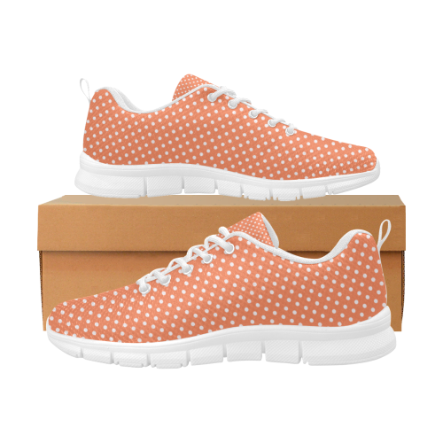 Appricot polka dots Women's Breathable Running Shoes/Large (Model 055)