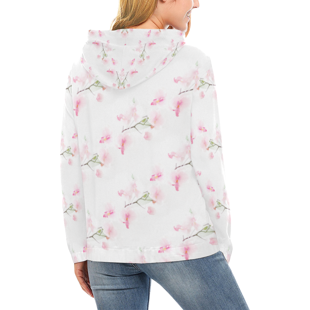 Pattern Orchidées All Over Print Hoodie for Women (USA Size) (Model H13)