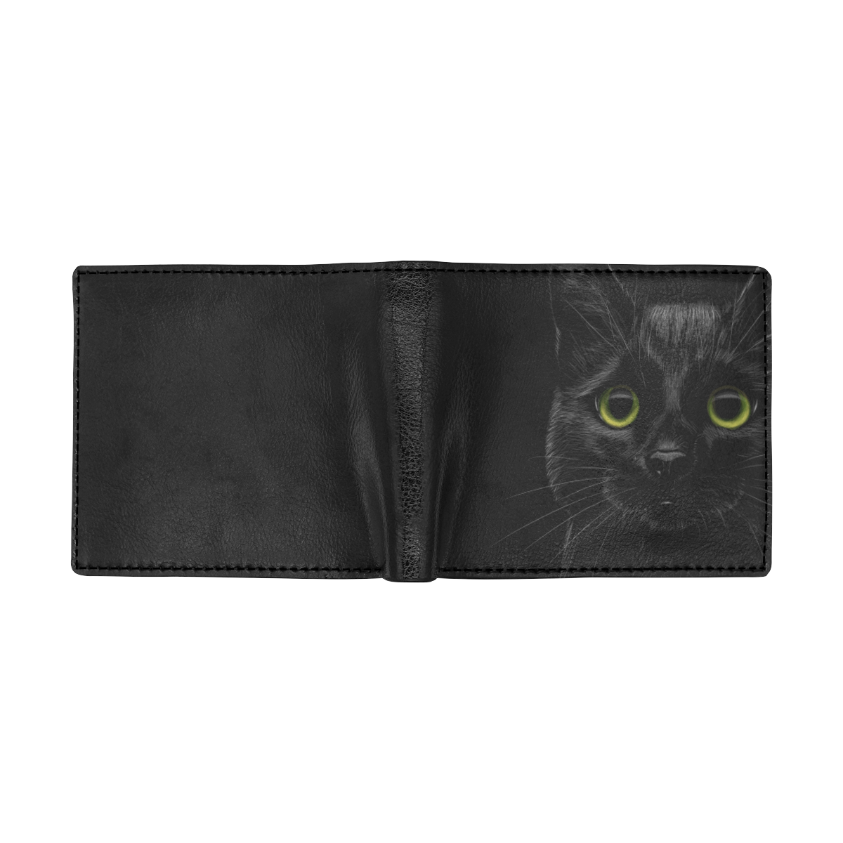 Black Cat Bifold Wallet with Coin Pocket (Model 1706)