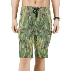 Military Camo Green Woodland Camouflage Men's All Over Print Board Shorts (Model L16)