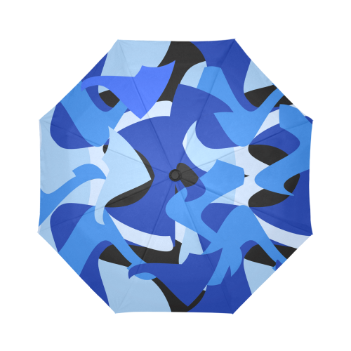 Camouflage Abstract Blue and Black Auto-Foldable Umbrella (Model U04)