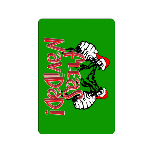 Christmas Fleas Navidad  on Green Doormat 24"x16"