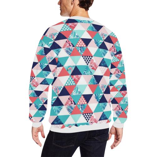 Flamingo Triangle Pattern All Over Print Crewneck Sweatshirt for Men/Large (Model H18)