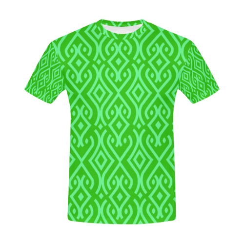 Abstract Green All Over Print T-Shirt for Men (USA Size) (Model T40)