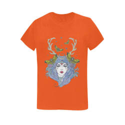 Goddess Sun Moon Earth Orange Women's T-Shirt in USA Size (Two Sides Printing)
