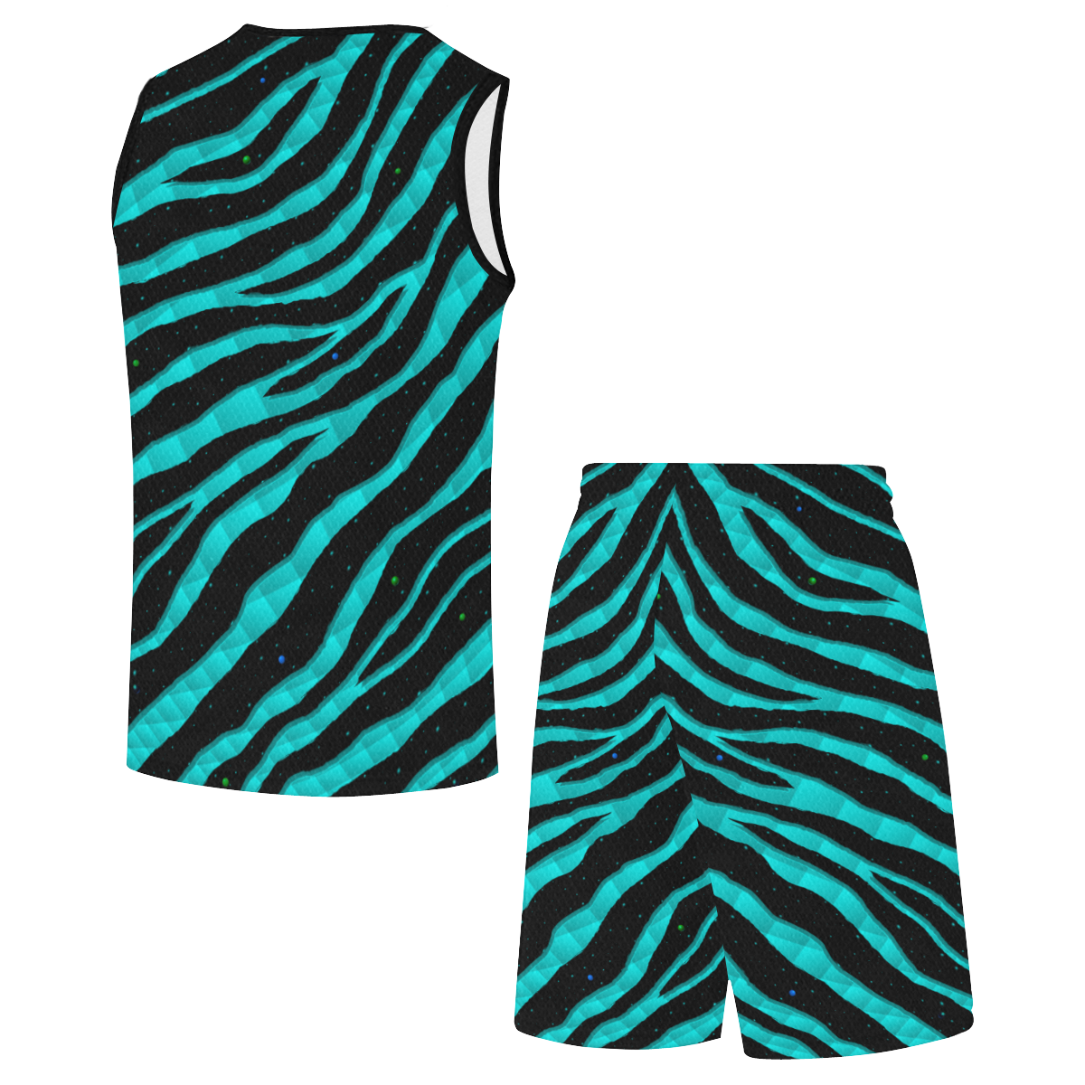 Ripped SpaceTime Stripes - Cyan All Over Print Basketball Uniform