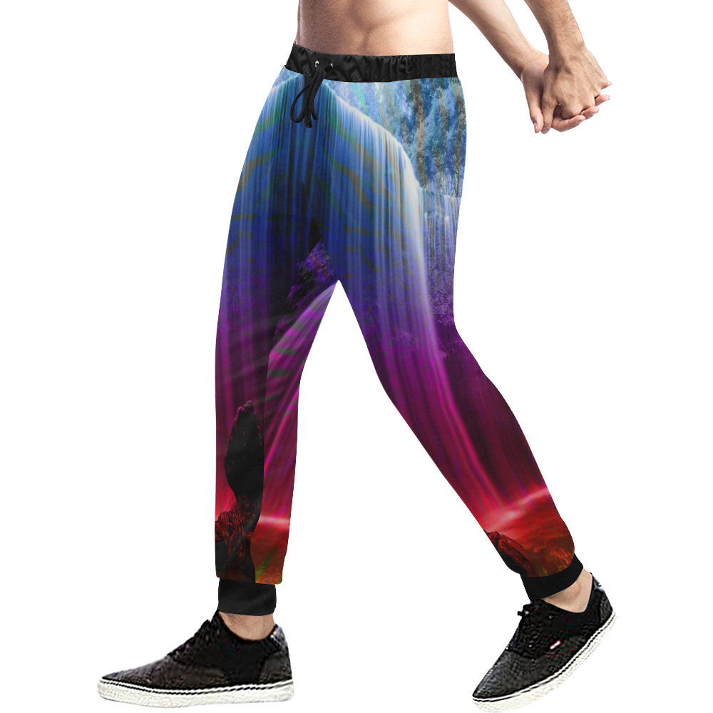 Rainbow Waterfall Men's All Over Print Sweatpants (Model L11)