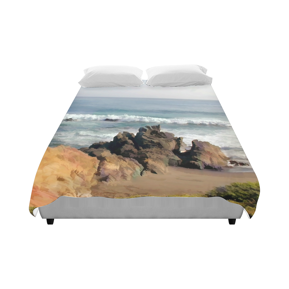 Golden Boulders at Entry to Cambria Beach Duvet Cover 86"x70" ( All-over-print)