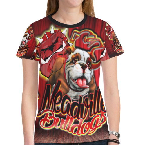 Meadville Bulldogs - Curtain New All Over Print T-shirt for Women (Model T45)