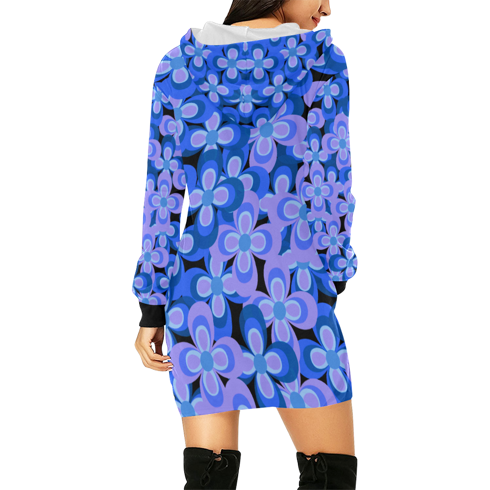 zappwaits flower t5 All Over Print Hoodie Mini Dress (Model H27)