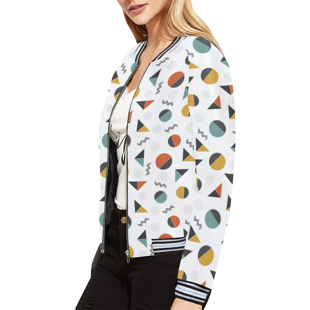 Geo Cutting Shapes All Over Print Bomber Jacket for Women (Model H21)