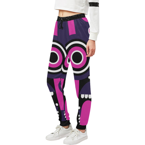 Pink Purple Tiki Tribal Unisex All Over Print Sweatpants (Model L11)