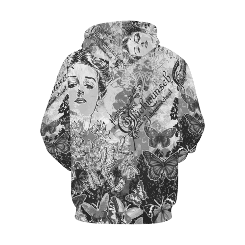 Lady and butterflies All Over Print Hoodie for Women (USA Size) (Model H13)