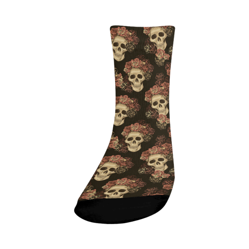 Skull and Rose Pattern Crew Socks