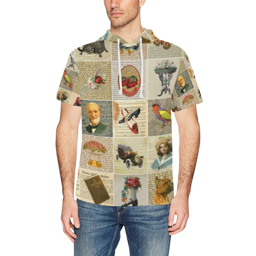 Old  Time All Over Print Short Sleeve Hoodie for Men (Model H32)