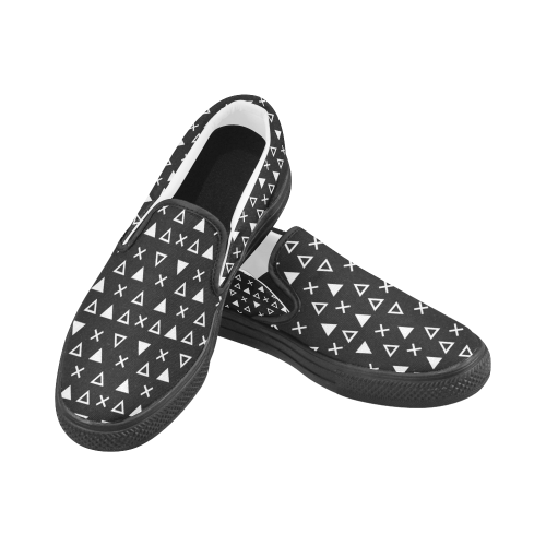 Geo Line Triangle Men's Unusual Slip-on Canvas Shoes (Model 019)