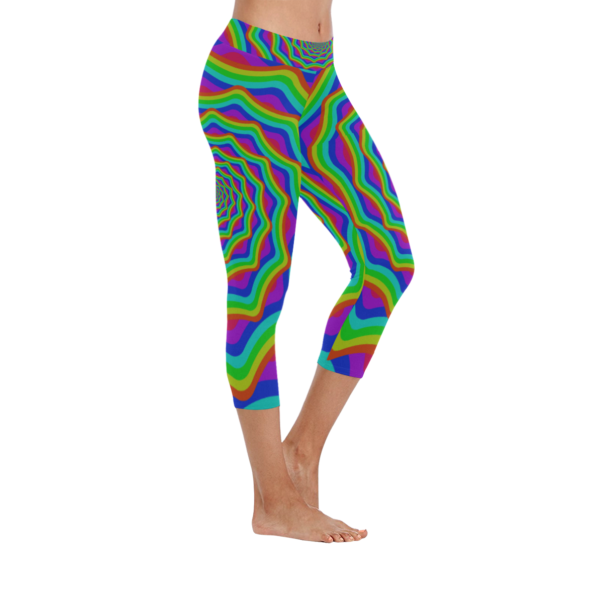 Spiral rainbow Women's Low Rise Capri Leggings (Invisible Stitch) (Model L08)