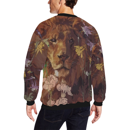 African lion All Over Print Crewneck Sweatshirt for Men (Model H18)