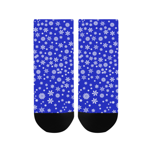 Christmas White Snowflakes on Blue Women's Ankle Socks