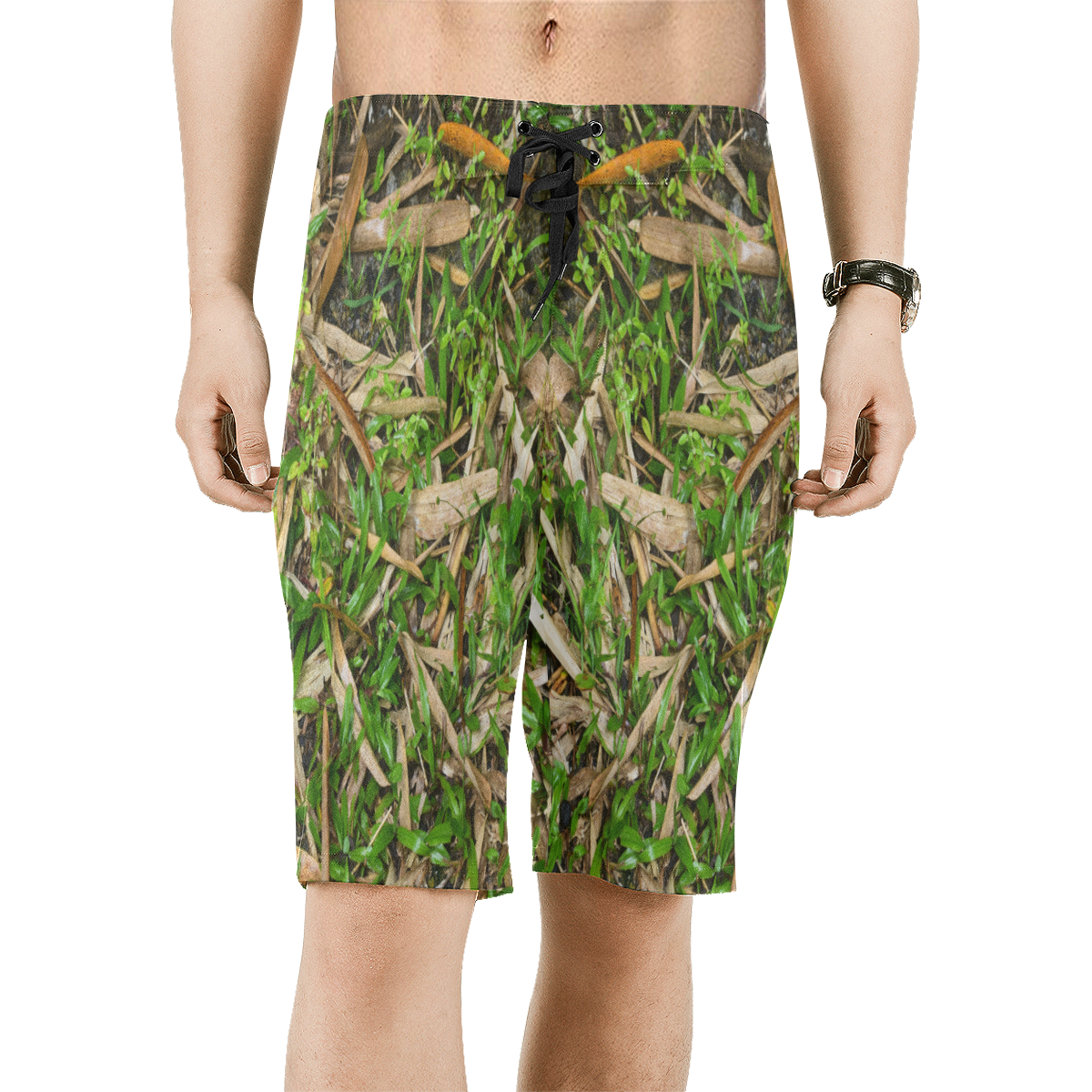 YS_0016 - Bamboo Leaves Men's All Over Print Board Shorts (Model L16)