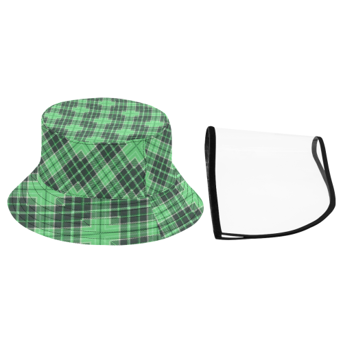 STRIPES LIGHT GREEN Women's Bucket Hat (Detachable Face Shield)