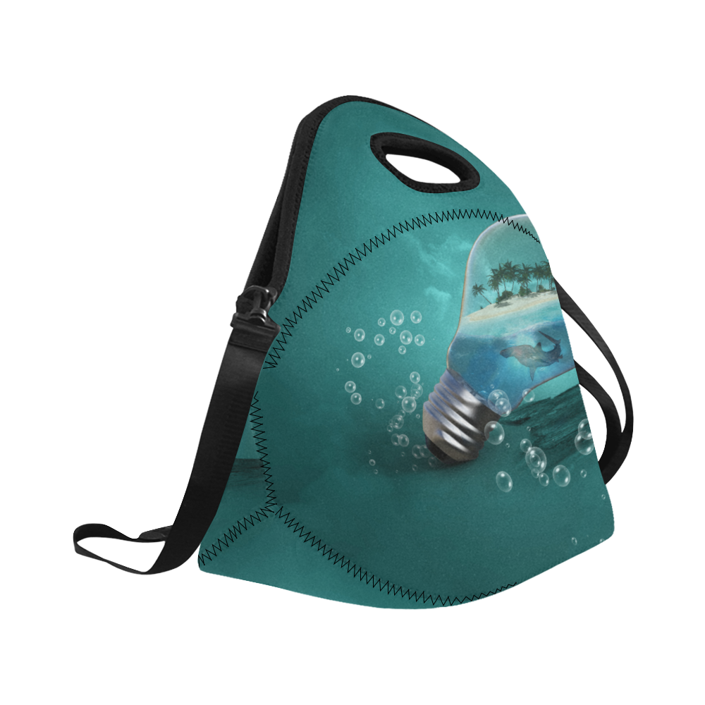 Awesome light bulb with island Neoprene Lunch Bag/Large (Model 1669)